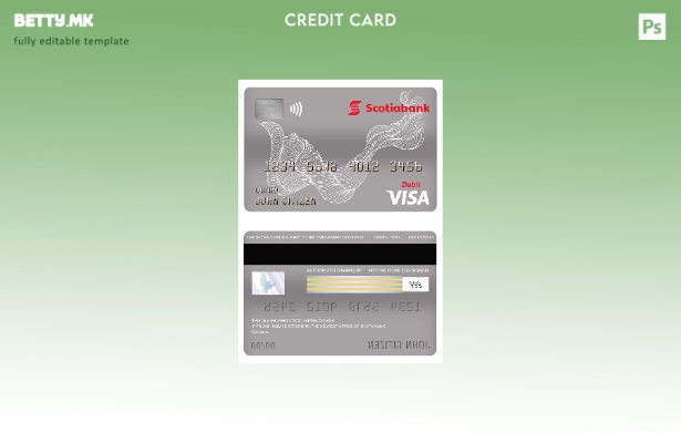 Модерен стил на шаблон за виза за дебитна картичка на Канада Scotiabank